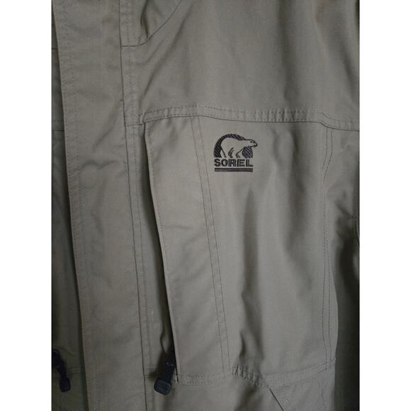 SOREL Men's Waterproof Zip up Hooded Omni-Tech Khaki Earth Tone Coat JacketLarge - Picture 8 of 13